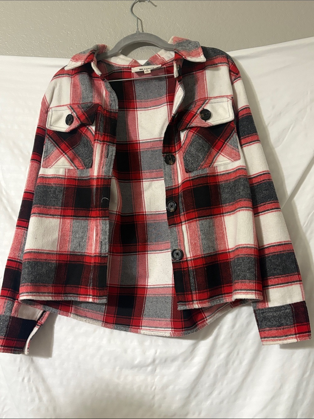 Steve Madden Red & Black Plaid Button-Front Shacket